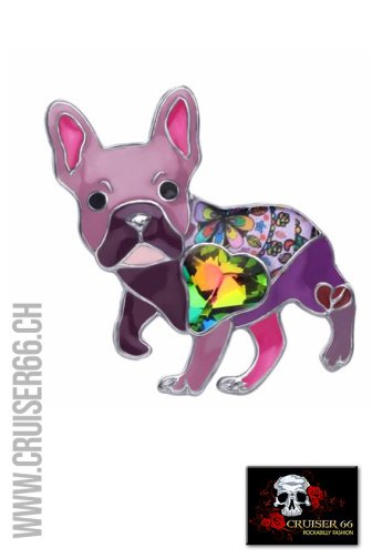 Frenchie Franzoesische Bulldogge Brosche Violett Rockabilly Retro Vintage Swing Cruiser66 Party Hochzeit Mode Boutique Trauzeugin Trauzeuge Brautfuehrer Braeutigam Brautfuehrerin Schweiz Oberbueren St-Gallen Wil Uzwil Frauenfeld Schaffhausen Konstanz Amriswil Winterthur Bischofszell Weinfelden Appenzell Herisau Rorschach Buchs Zuerich Waedenswil Oesterreich Vorarlberg Liechtenstein Vaduz Chur Vintage Fashion 50s 50-s-Style Rock-and-Roll Kleider Sommer Petticoats Swing Fest Night US-Car Meeting Ami-Treffen US-Car Amitreffen Szene Pinup Shop Blusen Top Petticoat Schuhe Bowling Shirt Leopard Polka Dot Cherry Kirschen Latzhosen Skirt Rock Banned Collectif Hearts and Roses Hell Bunny Six Popsoda Dolly Dotty King Queen Kerosin Lady Vintage Rumble 59 Unique Vintage Rusty Pistons Vivien of Holloway Grace In LA Rock Revival Miss Me