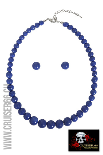 Perlen Halskett Set Blau Rockabilly Retro Vintage Swing Cruiser66 Party Hochzeit Mode Boutique Trauzeugin Trauzeuge Brautfuehrer Braeutigam Brautfuehrerin Schweiz Oberbueren St-Gallen Wil Uzwil Frauenfeld Schaffhausen Konstanz Amriswil Winterthur Bischofszell Weinfelden Appenzell Herisau Rorschach Buchs Zuerich Waedenswil Oesterreich Vorarlberg Liechtenstein Vaduz Chur Vintage Fashion 50s 50-s-Style Rock-and-Roll Kleider Sommer Petticoats Swing Fest Night US-Car Meeting Ami-Treffen US-Car Amitreffen Szene Pinup Shop Blusen Top Petticoat Schuhe Bowling Shirt Leopard Polka Dot Cherry Kirschen Latzhosen Skirt Rock