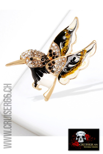 Brosche Kolibri Schwarz Weiss Gold Rockabilly Retro Vintage Swing Cruiser66 Party Hochzeit Mode Boutique Trauzeugin Trauzeuge Brautfuehrer Braeutigam Brautfuehrerin Schweiz Oberbueren St-Gallen Wil Uzwil Frauenfeld Schaffhausen Konstanz Amriswil Winterthur Bischofszell Weinfelden Appenzell Herisau Rorschach Buchs Zuerich Waedenswil Oesterreich Vorarlberg Liechtenstein Vaduz Chur Vintage Fashion 50s 50-s-Style Rock-and-Roll Kleider Sommer Petticoats Swing Fest Night US-Car Meeting Ami-Treffen US-Car Amitreffen Szene Pinup Shop Blusen Top Petticoat Schuhe Bowling Shirt Leopard Polka Dot Cherry Kirschen Latzhosen Skirt Rock Banned Collectif Hearts and Roses Hell Bunny Six Popsoda Dolly Dotty King Queen Kerosin Lady Vintage Rumble 59 Unique Vintage Rusty Pistons Vivien of Holloway Grace In LA Rock Revival Miss Me