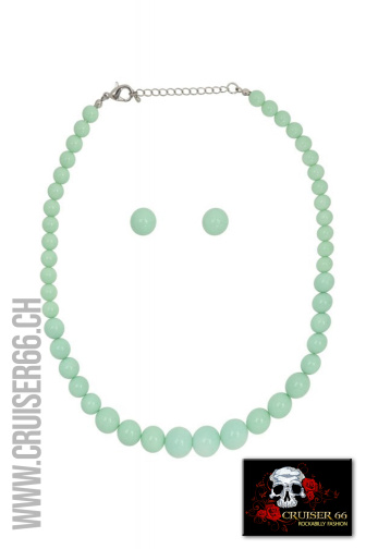Perlen Halskett Set Mint Rockabilly Retro Vintage Swing Cruiser66 Party Hochzeit Mode Boutique Trauzeugin Trauzeuge Brautfuehrer Braeutigam Brautfuehrerin Schweiz Oberbueren St-Gallen Wil Uzwil Frauenfeld Schaffhausen Konstanz Amriswil Winterthur Bischofszell Weinfelden Appenzell Herisau Rorschach Buchs Zuerich Waedenswil Oesterreich Vorarlberg Liechtenstein Vaduz Chur Vintage Fashion 50s 50-s-Style Rock-and-Roll Kleider Sommer Petticoats Swing Fest Night US-Car Meeting Ami-Treffen US-Car Amitreffen Szene Pinup Shop Blusen Top Petticoat Schuhe Bowling Shirt Leopard Polka Dot Cherry Kirschen Latzhosen Skirt Rock
